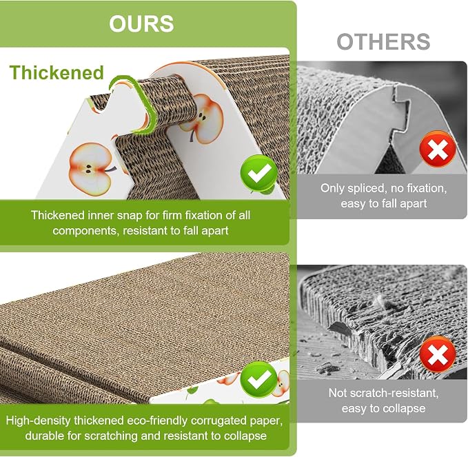 Triangle Cat Scratcher, Cat Scratching Board for Indoor Cats, 6 Usable Sides Cardboard Cat Scratcher with Catnip, Corrugate Cardboard Cat Scratching with Premium Scratch Textures Design