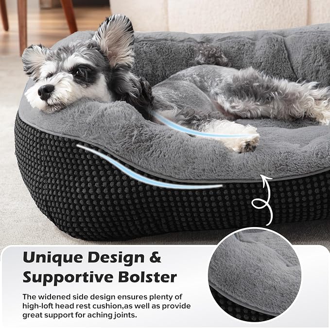 INVENHO Large Dog Beds Large Sized Dog, Washable Orthopedic Warming Soft Sleeping Durable with Anti-Slip Bottom