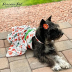Parisian Pet Floral Dog Dress - Summer Cotton Clothes for Small Dogs Girl - Red Poppies Pet Dress - Stylish Boho Dog Beach Outfit - Adjustable Puppy Clothes - Lightweight Dresses for Dogs