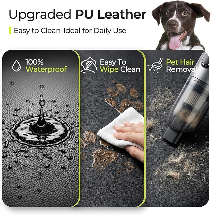 Back Seat Extender for Dogs, Hard Bottom Dog Car Seat Cover, Upgraded Waterproof PU Leather, Easy to Clean, Anti-Scratch & Durable Hammock for Full Size Trucks, Holds 400lbs