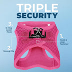 Best Pet Supplies Voyager Step-in Air All Weather Mesh Harness and Reflective Dog 5ft Leash Combo with Neoprene Handle, for Small, Medium and Large Breed Puppies - Fuchsia, Small