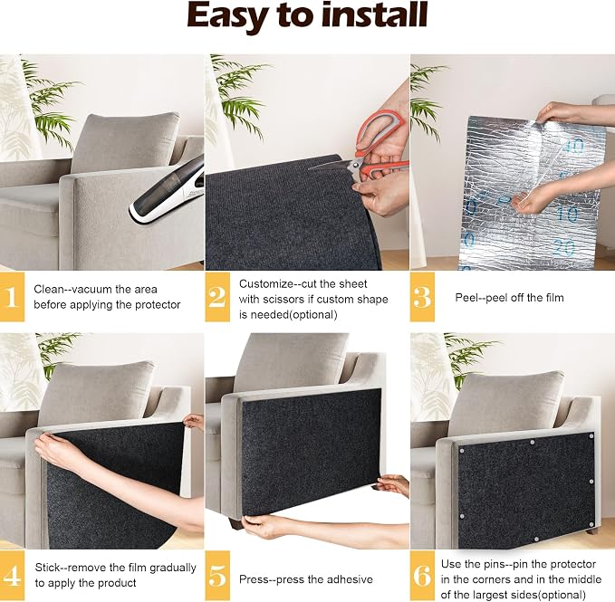 Cat Scratch Furniture Protector, 78.7"x15.8" Cat Scratch Pad for Couch | Trimmable Self-Adhesive DIY Sofa Wall Cats Tower Mat, Replacement Pads from Pet Claws, Dark Gray