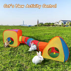Rypet Cat Toy Tunnel and Cubes Bundle, Play Tubes for Indoor Cats,Rainbow | 3-in-1 Tunnel Cubes Tent, Crinkle Tube for Play, DIY Shapes, Ball and Bell for Play, Tear-Resistant Polyester, Folds Flat