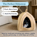 Cat House - Indoor Bed with Removable Foam Cushion - Pet Tent for Puppies, Rabbits, Guinea Pigs, Hedgehogs, and Other Small Animals by PETMAKER (Tan)