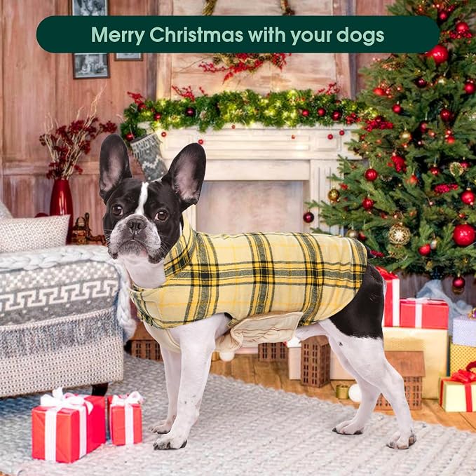 Kuoser Warm Dog Coat, Waterproof Dog Jacket for Extra Large Dogs, Yellow XL | Adjustable Durable XL Doggie Winter Coat Reversible Cozy Puppy Cold Weather Apparel from Small to Large Breed