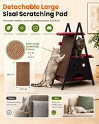 Modern Wood Cat Tree Tower for Indoor Cats Large Adult 67-in Tall | Heavy Duty XL Stable Wooden Cat Condo House Furniture with Multi-Level Spacious Perch Scratching Board Soft Washable Pads