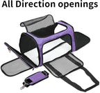 Soft-Sided Cat/Dog/Pet Carrier, Collapsible Pets Travel Carriers for Big Cats/Small Dogs with Shoulder Strap & Removable Mat, Mesh Puppy Carry Bag, Up to 25 Lbs(Purple)