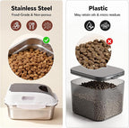 304 Stainless Steel Dog Food Storage Container with Lid for Cat Bird Pet Dry Food Treats, Mouse Proof Small Storage Bin Fits Up To 7 Lbs, Coming With Scoop