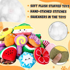 Hungdao 80 Pcs Dog Squeaky Toys Bulk for Small Dog Cute Plush Stuffed Puppy Chew Teething Toys Pet Bundle Easter Gift for Chewing Cleaning & Interactive Play(Vivid Style)