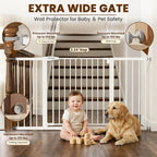 Mumeasy Extra Wide Baby Gate for Doorways, 36-63" Walk Thru Dog Gate with Auto Close Dual Swing for Stairs & Hallways, Easy Install Pressure Mounted Child Safety Gate for Toddlers & Pets Indoor, White