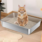 Stainless Steel Litter Box, Metal Cat Litter Box XXXL | 28" X 20" X 6", Extra Large Steel Litterbox for Big Cat, Multiple Cats, No Smell, Non Stick, Easy Cleaning