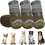 SlowTon Dog Shoes for Large Small Medium Dogs - Breathable Dog Boots for Summer Hot Pavement, Paw Protector for Outdoor Walking Winter Snow, Anti-Slip Rubber Dog Booties for Hardwood Floor (Brown, 1)