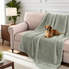 H.VERSAILTEX Plush Chenille Couch Cover for Dogs Pets Blanket for Bed Anti-Slip Soft and Durable Furniture Protector for Small Medium Large Cats Washable (52" x 82", Sea Foam)