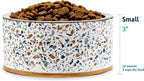 Terrazzo Single Elevated Pet Bowl Stand, Small, White | Removable Stainless Steel 16oz Inner Bowl, For Small Dog Breed or Cat, Raised Food or Water Station