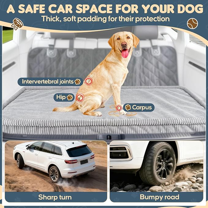 Loiion Dog Car Bed, Non-Slip Backseat Extender Pet Mat 50"x24.6" | Removable, Washable Dog Bed With Waterproof Liner Protects Car Seats, Anti-Slip Travel Bed For Dogs