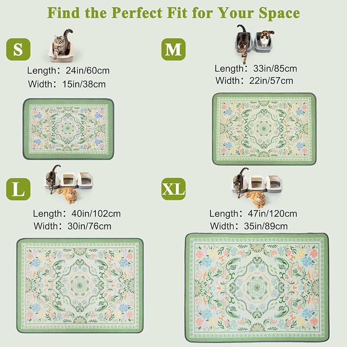 Unicorn Catcher 33"x22" Cat Litter Mat Machine Washable Litter Trapping Pad | Kitty Paw Friendly Padding With Breathable 3D Air Mesh Technology And A Non-Slip Base To Keep Home Floors Debris-Free