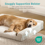COZY KISS Ultra Soft Faux Rabbit Fur Dog Bed for Extra Large Dogs – 48"x35" Orthopedic Foam Couch, Removable Washable Cover & Waterproof Lining, Tie-Dye Brown