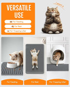 Powools Cat Litter Mat, Double-Layer, 23.2 x 14.6 in, Urine-Proof, Grey | Non-Slip Litter Trapping Mat, Easy to Clean, Kitty Litter Mats for Floor, Scatter Control, Waterproof Litter Box Mat for Cats