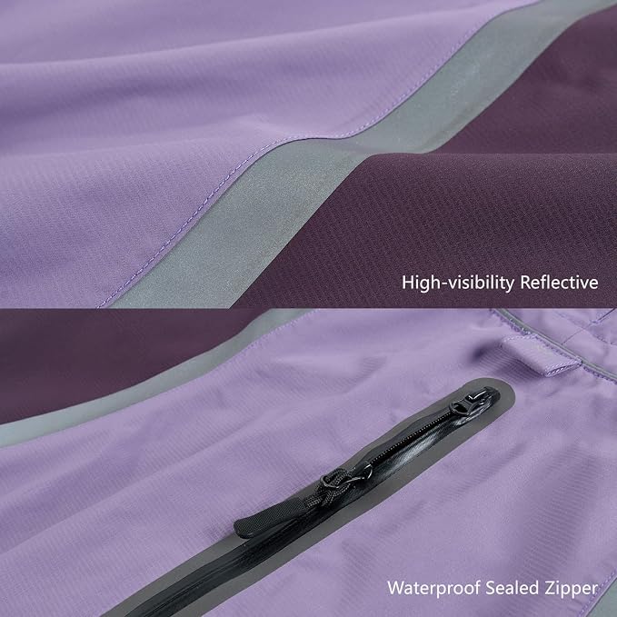 Waterproof Dog Raincoat with Reflective Lightweight Outdoor Dog Rain Jacket (Back Length 40cm, Purple