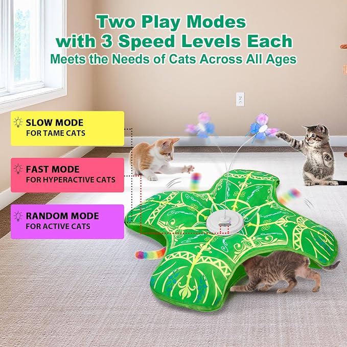 Interactive Cat Toys for Indoor Cats,Automatic Kitten Tunnel Toys | Rechargeable Touch Activated, Hide and Seek Design, Colorful Fluffy Tail & Butterfly, Cat Enrichment Toy for Bored Cats