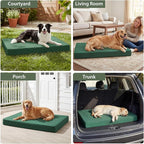 WNPETHOME Outdoor Dog Bed Waterproof, Large Outdoor Dog Bed for Large Sized Dog, Outdoor Indoor Dog Bed with Removable Washable Cover, Egg Crate Foam Dog Crate Mat, Durable Waterproof Dog Bed, Green