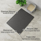 Large Cat Litter Mat, 31.5x23.6 Black, Premium Silicone Rubber, Waterproof & BPA-Free, Traps Litter, Easy to Clean, Keeps Floors Tidy