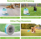 PETGEEK Automatic Dog Treat Dispenser, Interactive Pet Toy Food Dispensing for IQ Training, Dog Food Dispenser with Button Remote Push, Dual Power Supply for Indoor Outdoor Use, Blue | Automatic Food Dispenser Blue Color, Dual Power Supply, Remote Butt...