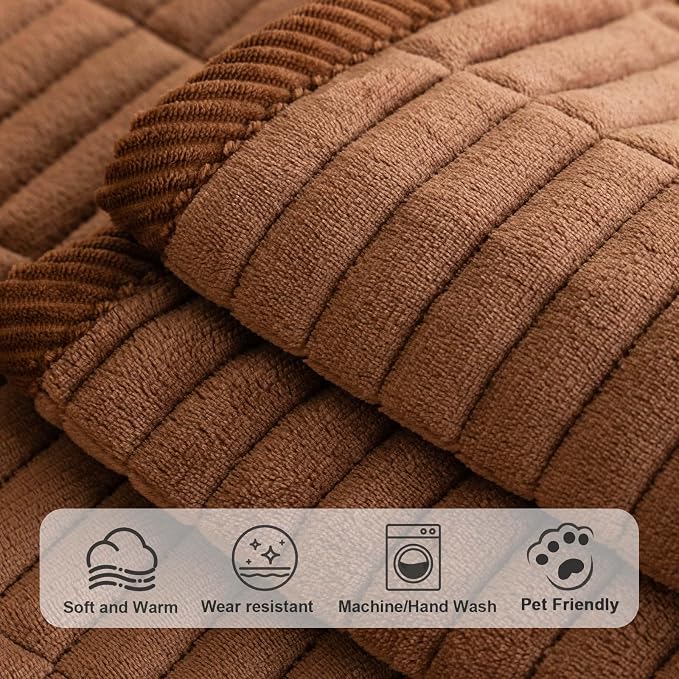 Velvet Washable Dog Couch Cover, Non-Slip Waterproof Pet Sofa Protector for2-Cushion Sectional, L-Shaped Sofa & Loveseat, Machine Washable(1PC/27.6"x59.1",Brown)