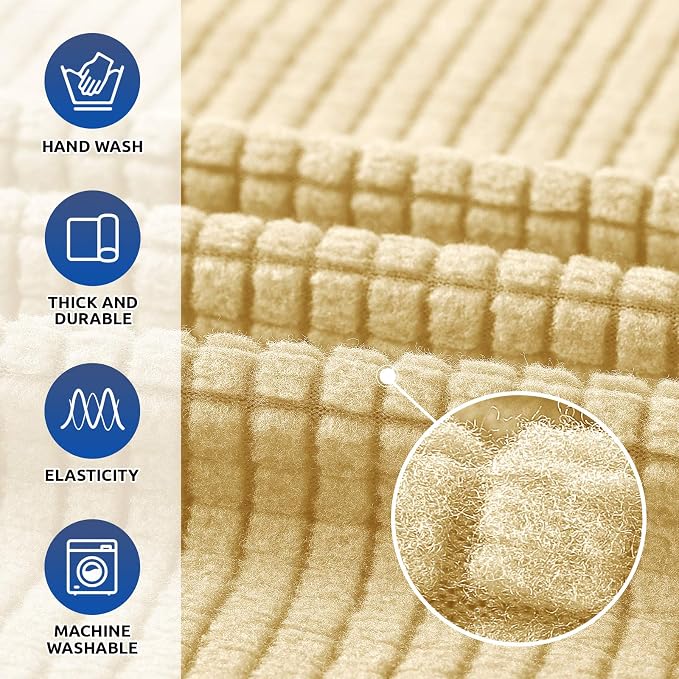Stretch Oversized Couch Covers for Sofa Slipcover,Champagne | 1-Piece Washable Sofa Cover (94"-110") 4-Seater Furniture Protector, Soft Jacquard Non-Slip Elastic Bottom for Dogs & Kids