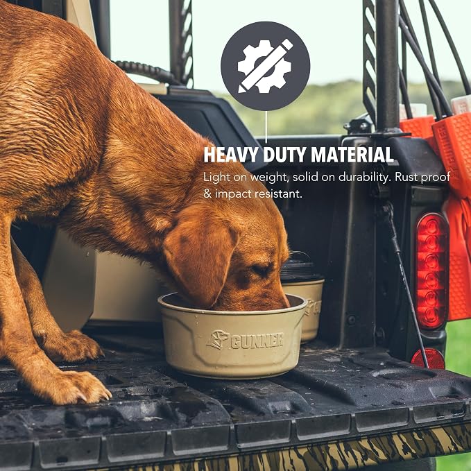Dog Bowl with Spill-Proof Travel Lid, Tan, 7-Cup Pet Travel Bowl | Tan 7-Cup Dog Bowl, Spill-Proof Travel Lid, BPA-Free, Rust-Proof, Shock-Resistant, Stackable and Dishwasher Safe