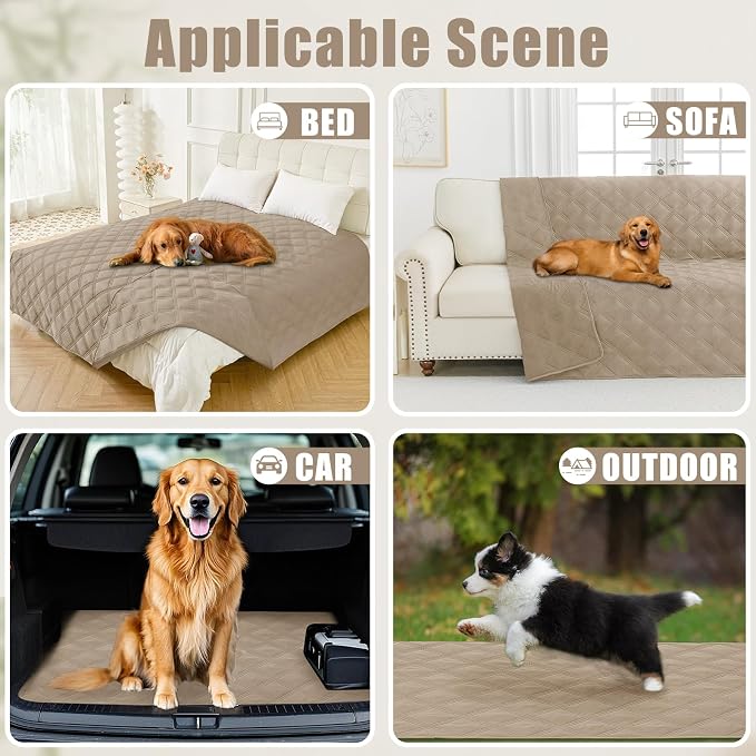 Smiry Waterproof Dog Bed Cover, Reversible Pet Blanket for Sofa Couch | Soft Washable Dog Blanket, Leakproof Couch Cover for Dogs Cats & Furniture Protection, 30x53, Taupe/Taupe
