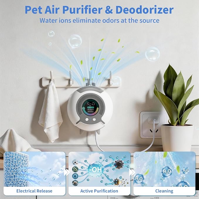 Small Filterless Air Purifiers for Home, Water Ionic Pet Odor Eliminator Air Cleaner for Odors, Smell & Smoke, USB Powered Quiet Mini Portable Air Purifier for Bathroom/Bedroom/Travel, White