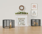 Vantas 120" x 24" Foldable Freestanding Extra Wide Dog Gate with Door,Black | Pet Gate for Stairs and Doorways, Renter Friendly No Drill, Indoor Pet Fence Extra Wide, Easy Storage, With Support Feet