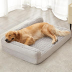 BFPETHOME Orthopedic XL Dog Beds Large Sized Dog, Washable Couch Bed | Washable Removable Cover, Waterproof Lining, Non-Slip Bottom, Large Pet Sofa for Senior Dogs, Cozy Sleeping Bed, Silver Grey