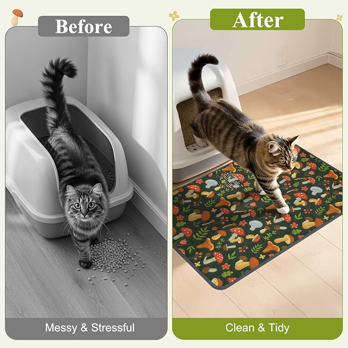 Unicorn Catcher 33"x22" Cat Litter Mat Machine Washable Litter Trapping Pad | Kitty Paw Friendly Padding With Breathable 3D Air Mesh Technology And A Non-Slip Base To Keep Home Floors Debris-Free