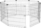 Amazon Basics Foldable Octagonal Metal Exercise Dog Playpen - Indoor/Ou, , Blacktdoor, No Door, Small (8 Panels, 24 x 30), Easy to assemble, store, and customize, 30" - Small, Black
