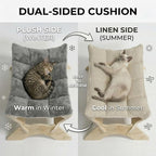 JSPYFITS Elevated Cat Bed Hammock, Raised Cat Bed with Dual-Sided Plush & Linen Cushion, Machine Washable & Breathable Cover Tool Free Easy Assembly, up to 66Lbs (Gray)