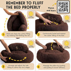 PetJett XL Dog Beds for Large Sized Dog - 45'' Extra Large Dog Bed, Anti-Slip & Washable Super Soft Round Donut Bed, Fluffy Faux Fur Anti-Anxiety Premium Comfort Pet Bed, Fits Dogs up to 120 lbs