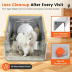 XL Stainless Steel Litter Box with Lid, Enclosed Metal Litter Box | High Sides, Urine and Litter Control, Odor Filter, Flip-Top, Easy-Clean Pan, Scoop & Step, Big Cats, Multi-Cat Homes, Black