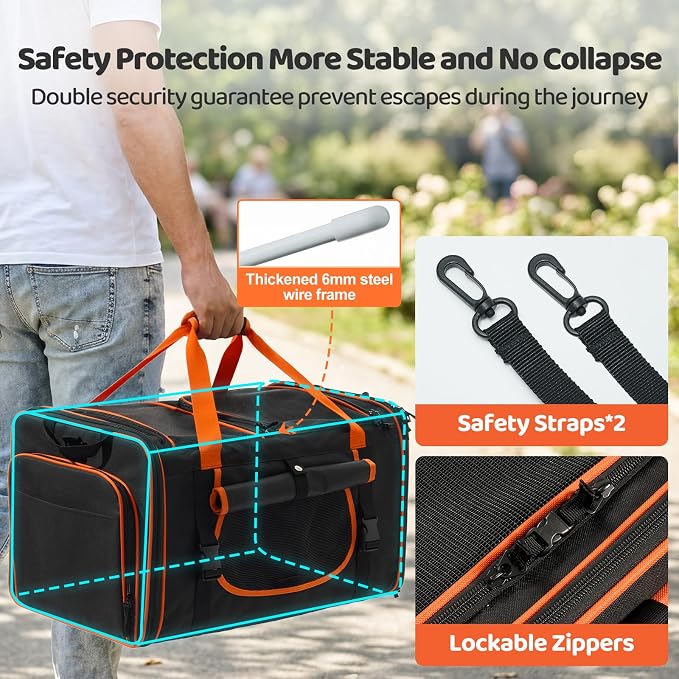 Expandable Extra Large Cat Carrier for 2 Cats with Litter Box for Kitten, Large Cat Small Dog Pet - Collapsible Double Cat Large Pet Carrier for Car Travel Outdoor Camping