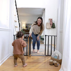 Ingenuity Ingenuity Thruway 60XW Series Extra Wide Safety Pet&Baby Gate,30"-60" Wide,26" Tall,Pressure or Hardware Mounted,Install Wall to Wall in Doorway or Stairway–Honey Oak Stained Wood&Metal