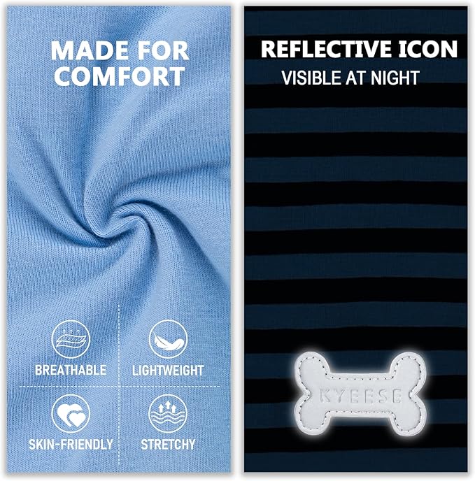 KYEESE 2Pack Dog Shirt, Soft Striped Dogs T Shirts, Lightweight Doggie Tank Top Cat Clothes, Sleeveless Dog Shirt for Small Dogs, Stretchy Pet Vest, Dark Blue, Small