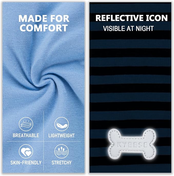 KYEESE 2Pack Dog Shirt, Soft Striped Dogs T Shirts, Lightweight Pet Tank Top, Sleeveless Dog Shirt for Small Dogs, Stretchy Comfortable Pet Vest, Dark Blue, Large