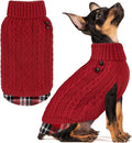 KYEESE Dog Sweater Turtleneck Thick Knit Pullover for Cold Weather | Stretchy Fit, Lightweight & Warm, Cozy Knit Comfort, Classic Plaid Design, Gentle on Sensitive Skin, Comfortable Daily Wear