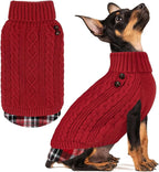 KYEESE Dog Sweater Turtleneck Thick Knit Pullover for Cold Weather | Stretchy Fit, Lightweight & Warm, Cozy Knit Comfort, Classic Plaid Design, Gentle on Sensitive Skin, Comfortable Daily Wear