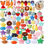 Hungdao 80 Pcs Dog Squeaky Toys Bulk for Small Dog Cute Plush Stuffed Puppy Chew Teething Toys Pet Bundle Easter Gift for Chewing Cleaning & Interactive Play