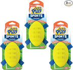 Hartz Dura Play Sports Football Dog Toy, Bacon Scented Squeaky Latex Yellow & Blue Toy, 3 Count
