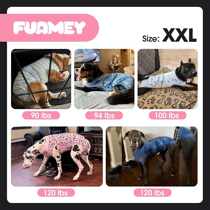 FUAMEY Dog Recovery Suit, Soft Surgical Suit for Dogs Onesie for Surgery | Cone Alternative after Surgery, Abdominal Wound Protector, Anti Lick Suit, Dog Onesie for Surgery Female Purple Leopard XXL