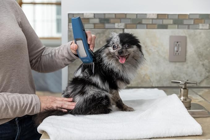 Andis 561125 Dr. Pol Easy Clip Cordless II Clipper Kit, Titanium, Blue | Adjustable 0.8mm/1.6mm/2.4mm blade, lightweight cord/cordless dog grooming kit, 11-piece