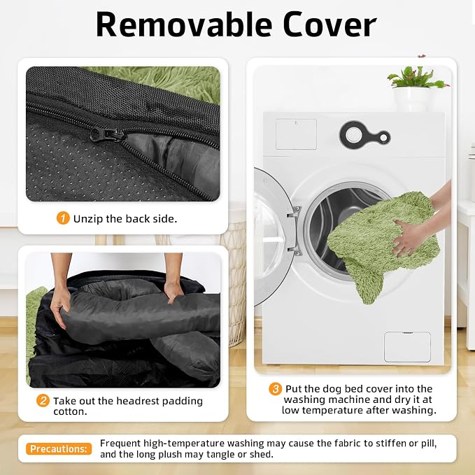 GGIB Calming Dog Bed Fluffy Plush Dog Mat for Furniture Protector with Removable Washable Cover for Large Medium Small Dogs and Cats (Medium, Grass Green)